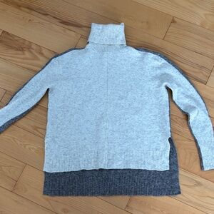 Athleta Gray and Cream Turtleneck Sweater